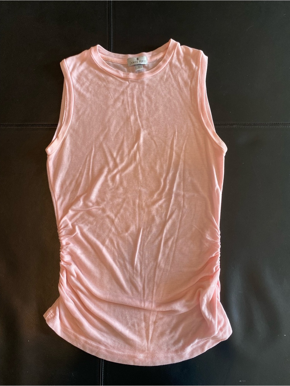 Vintage James Perse Pink Sleeveless Ruched Side Tank Top, Sz 2 (JP sizing)